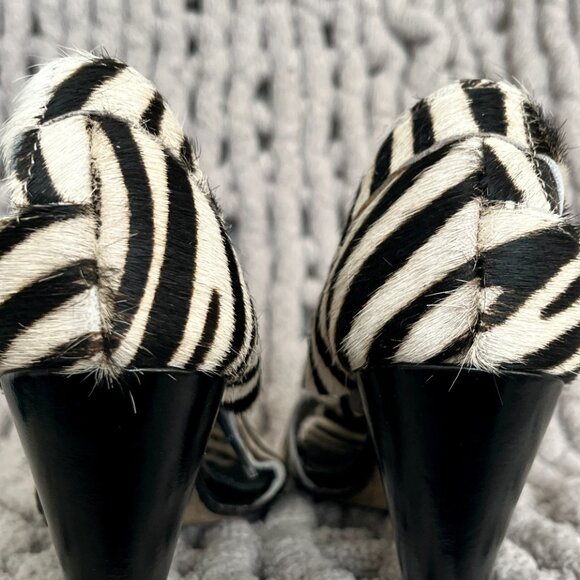 Chanii B Coco Zebra Black & White Heel Sandals Size 7.5 - Picture 5 of 16